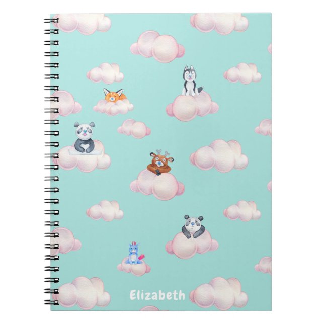 Carnet Bébés mignons sur les nuages monogramme (Devant)