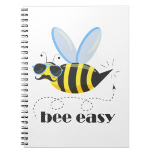 Carnet Bee caractère avec mustache lunettes de soleil Bee