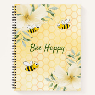 Carnet Bee Happy bumble abeilles jaune nid d'abeilles