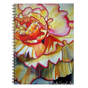 Carnet Bégonie jaune art original de la fleur aquarelle