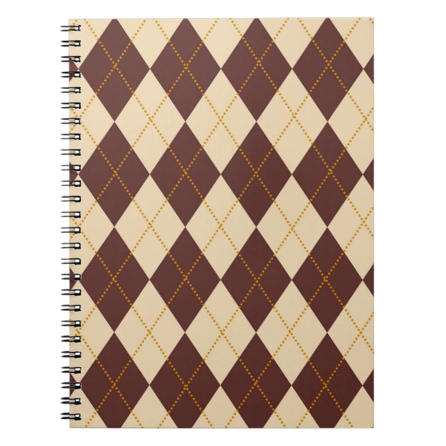 Carnet Beige Brown Automne Jacquard d'automne Diamant Mot (Devant)
