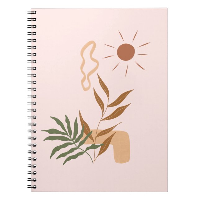 Carnet Beige esthétique Abstraite Fleur Art Botanique (Devant)