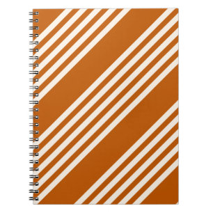 Carnet Beige et orange brûlé cinq rayures motif