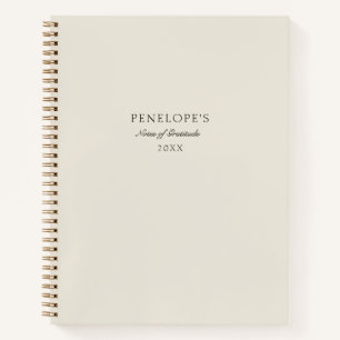 Carnet Beige minimaliste Gratitude moderne personnalisée