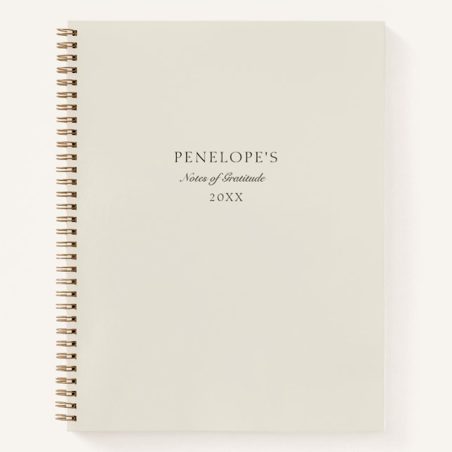 Carnet Beige minimaliste Gratitude moderne personnalisée (Devant)