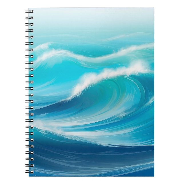 Carnet Belle abstraite douce Bleu Océan Vagues Splash (Devant)