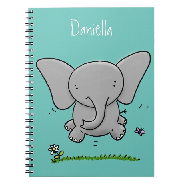 Carnet Belle adorable dessin d'éléphant bébé (Devant)