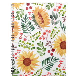 Carnet Belle aquarelle tournesols et baies