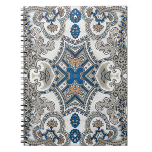 Carnet Belle arabesque blanche et bleue, motif islamique