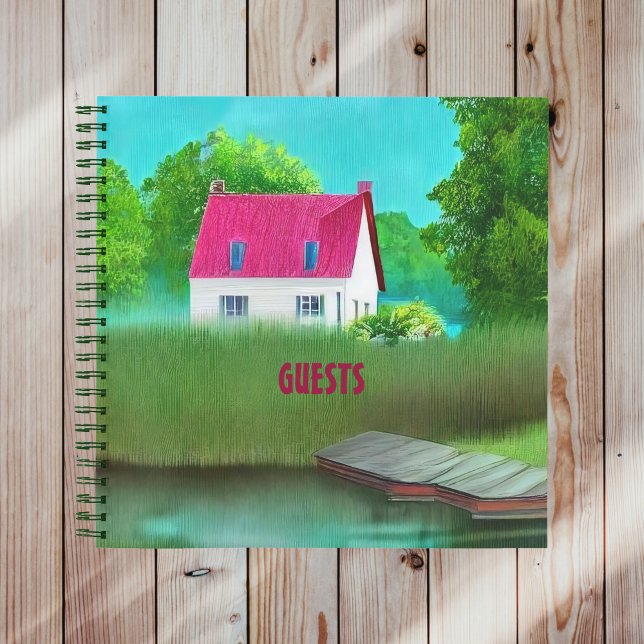 Carnet Belle Cabine au toit rouge près du lac des invités (Créateur téléchargé)