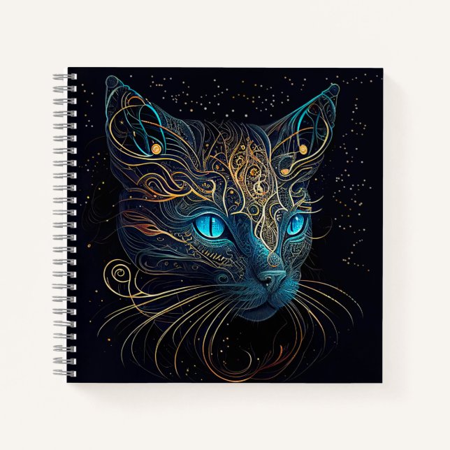 Carnet Belle Chat de Style Bohème (Devant)