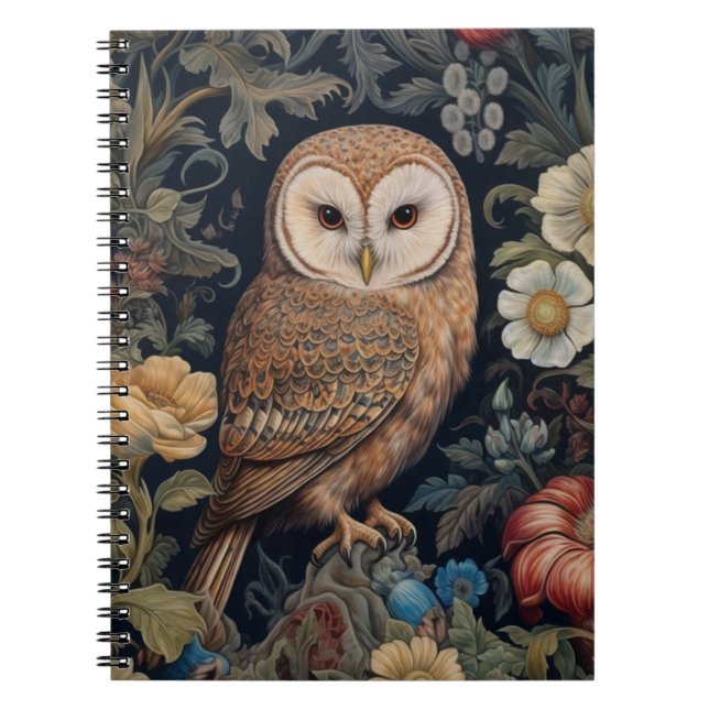 Carnet Belle chouette dans le jardin style Art nouveau (Devant)