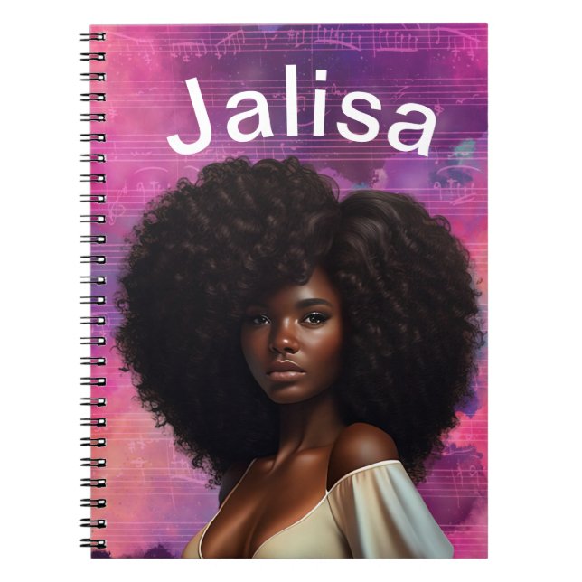 Carnet Belle couverture personnalisable pour femme noire (Devant)