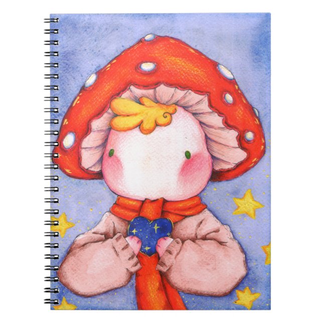 Carnet Belle drôle de bébé champignon Coeur aquarelle des (Devant)