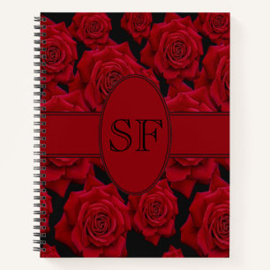 Carnet Belle et élégante fleur de rose rouge - Monogramme
