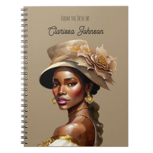 Carnet Belle femme de couleur dans un chapeau vintage