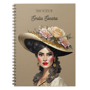 Carnet Belle femme espagnole en chapeau vintage