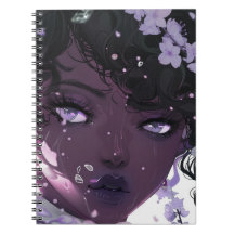 Belle femme noire aux fleurs violettes
