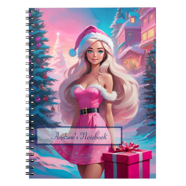 Carnet Belle fille de Noël rose 01 (Devant)