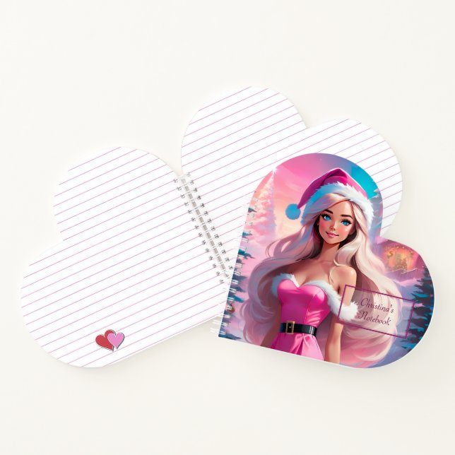 Carnet Belle fille de Noël rose 01 (Intérieur)