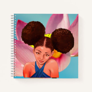 CARNET BELLE FILLE NOIRE AFRO PUFF NATURELLE