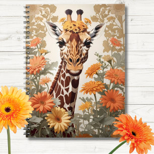 Carnet Belle Giraffe et Gerbera Daisy Flowers