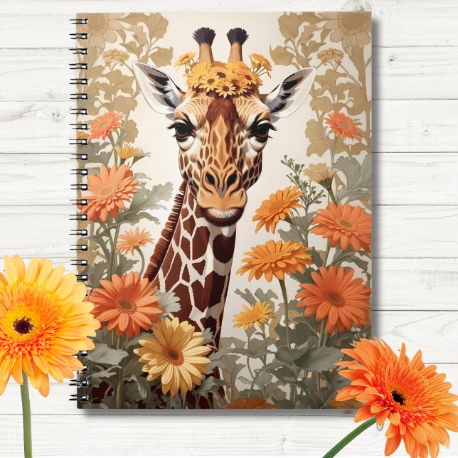 Carnet Belle Giraffe et Gerbera Daisy Flowers (Créateur téléchargé)