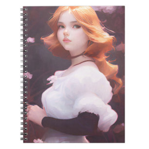 Carnet Belle Jeune Fille Parmi Les Fleurs Roses Portrait