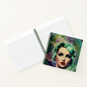 Carnet Belle Lavande & Green Retro Style Space Woman