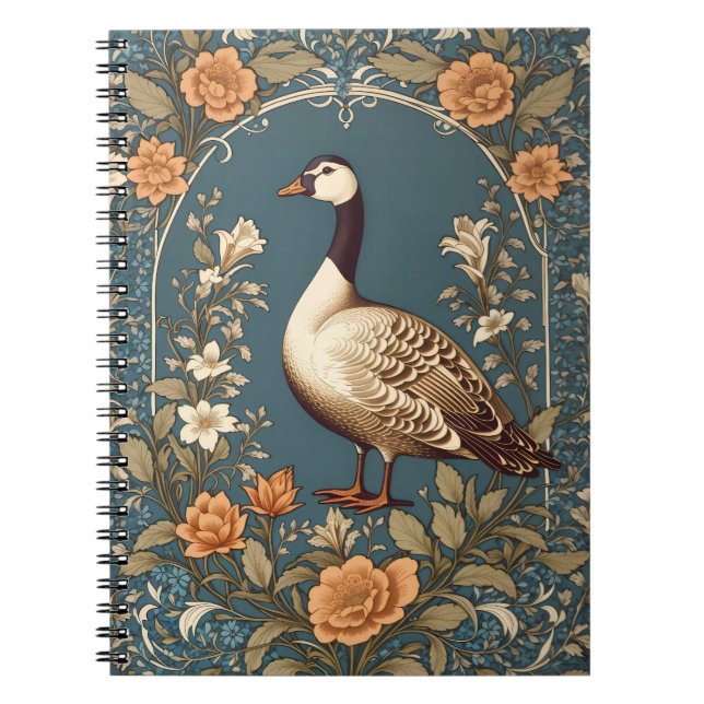 Carnet Belle Oie Vintage William Morris Inspiré (Devant)