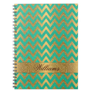 Carnet Belle parties scintillant en faux or du chevron zi