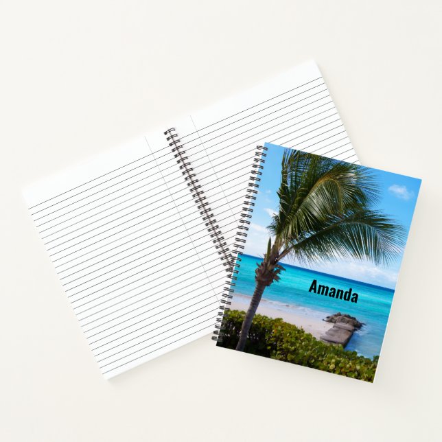 Carnet Belle plage tropicale aux palmiers venteux (Intérieur)
