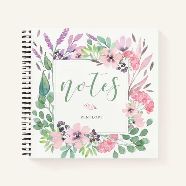 Carnet Belles Fleurs | Aquarelle Florale et Feuille (Devant)