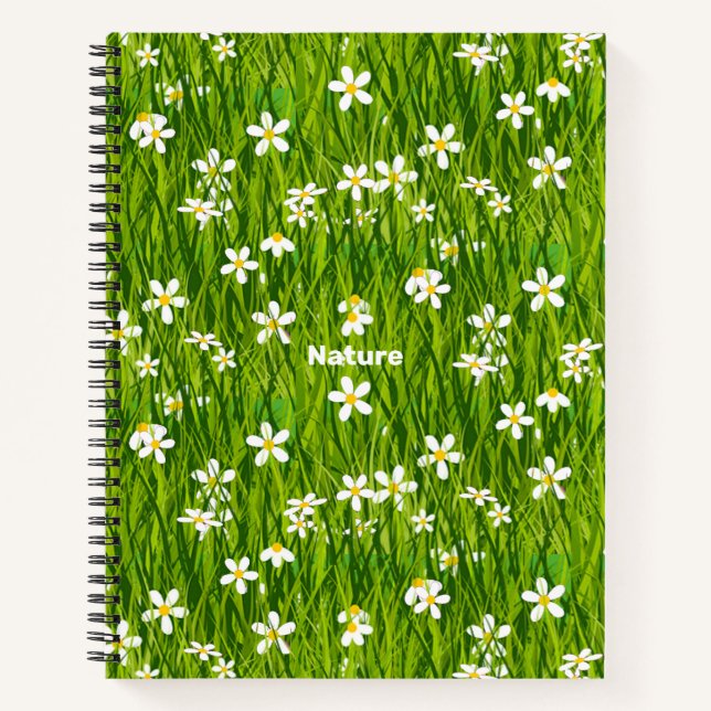 Carnet Belles fleurs blanches sur Feuilles verts (Devant)