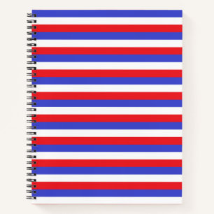 Carnet Belles Rayures Bleues Rouges Blanches
