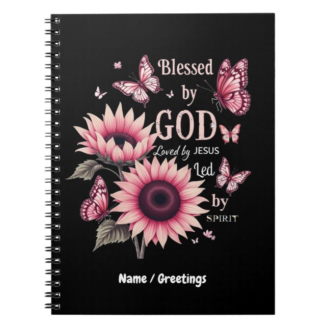 Carnet Béni Par Dieu Aimé Par Jésus Foi Tournesol Rose (Devant)