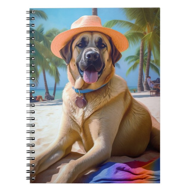 Carnet Berger anatolien sur la plage, cadeau d'été amoure (Devant)