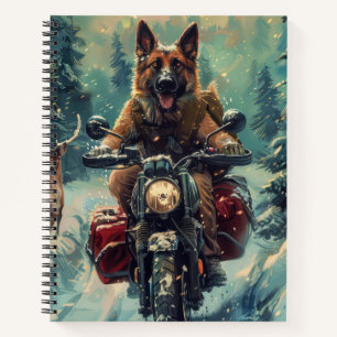 Carnet Berger belge Chien à cheval Moto Noël