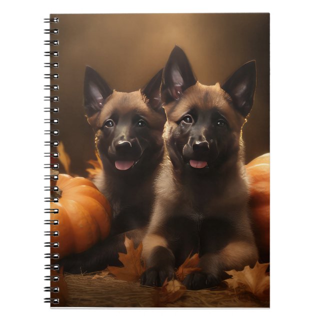Carnet Berger belge Chiot Automne Citrouille de plaisir (Devant)