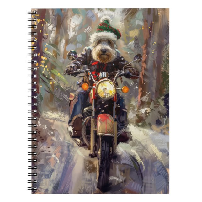 Carnet Bernedoodle Chien équitation Moto Noël (Devant)