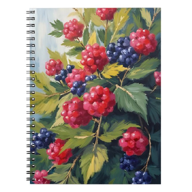 Carnet Berry Bush Raspberry Blackberries Watercolor Fruit (Devant)