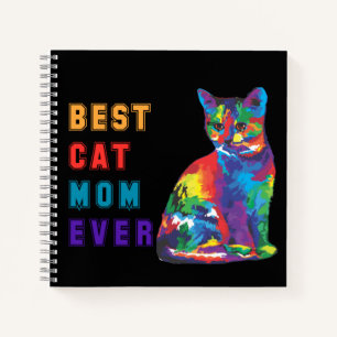 Carnet Best cat mère ever text multicolor cute cat lover