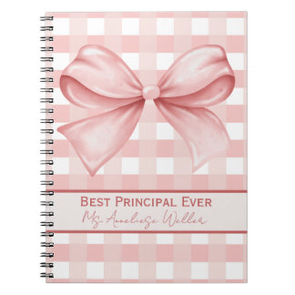 Carnet Best Principal Ever Personalized Gingham Bow