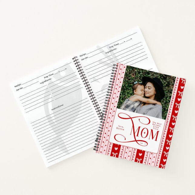 Carnet Best Recipes Mom Photo Coquette Stripes Pattern (Intérieur)