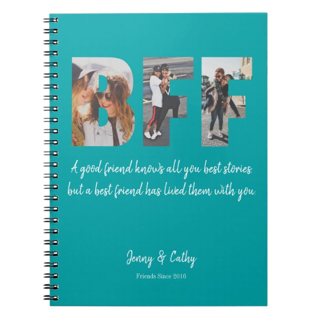 Carnet BFF Photo Collage Meilleur Ami Pour toujours Vert  (Devant)