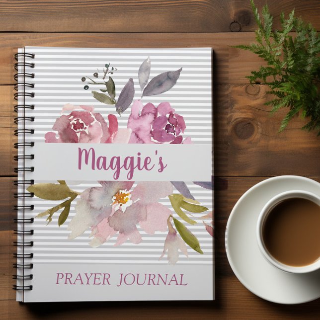 Carnet Bible florale rose personnalisée Verse spirale (Créateur téléchargé)