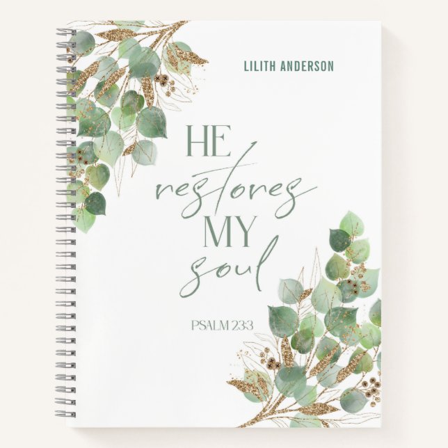 Carnet Bible Verse Green Gold Leaves Notebook (Devant)