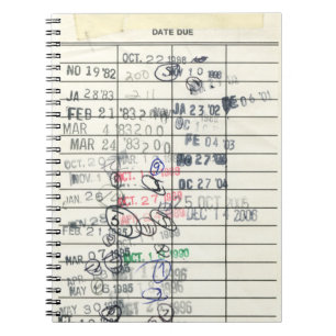 Carnet Bibliothèque de dates d'échéance du papier Vintage