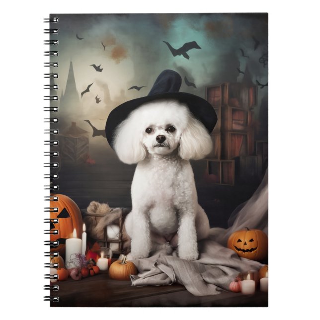 Carnet Bichon Frise Citrouilles Halloween effrayant (Devant)