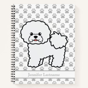 Carnet Bichon frisé de dessin animé mignon avec texte per